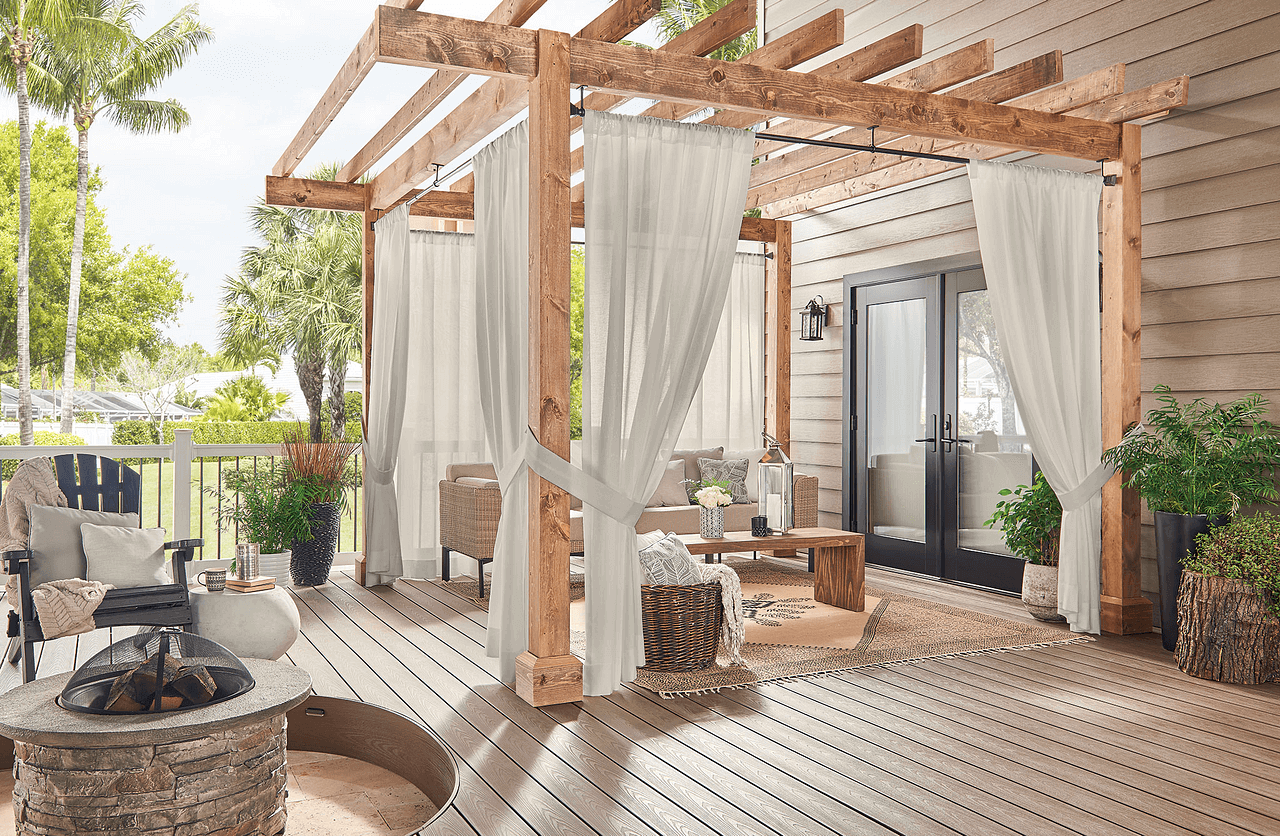 outdoor patio with elegant white drapes san antonio tx